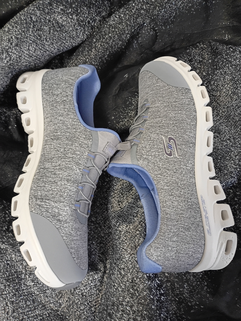 Skechers Women's Gray Athletic Slip-On Sneakers with Blue Lining